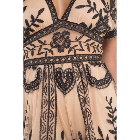 LAST! Nude Black Lace Embroidered Romper - Picture 6 of 7